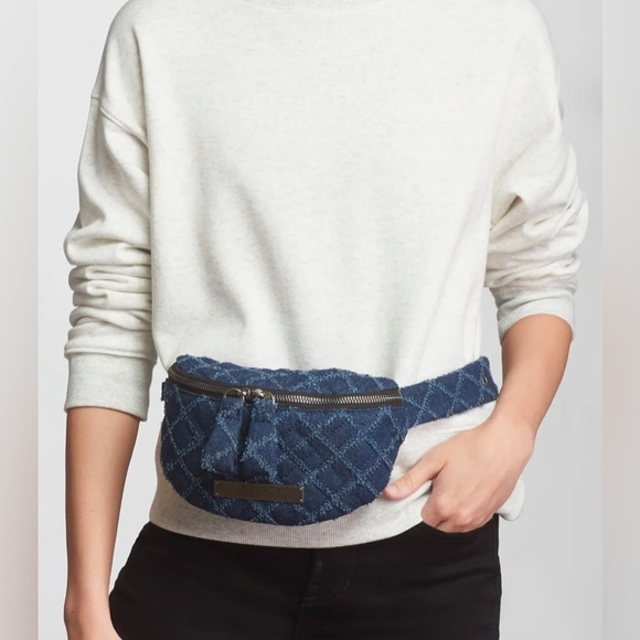 NWT Kurt Geiger Small Brixton Denim Quilt Belt Bag - Picture 4 of 14